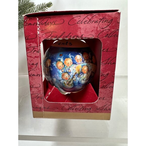 Hallmark Keepsake Ornament Glass Ball Merry Christmas 1999 Dated Angels Design - Picture 7 of 9